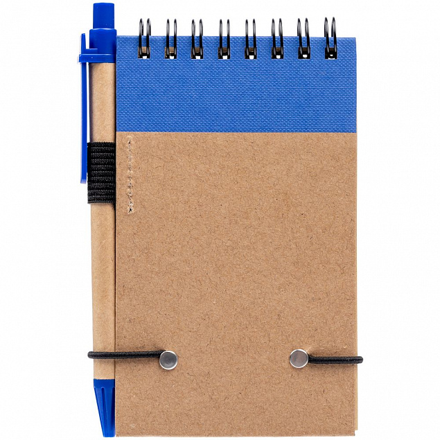 Блокнот на кольцах Eco Note с ручкой, синий с логотипом в Белгороде заказать по выгодной цене в кибермаркете AvroraStore