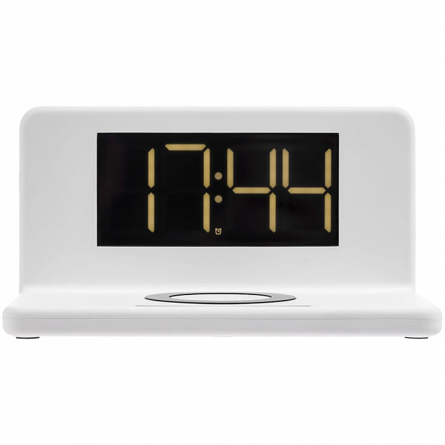 Часы настольные с беспроводным зарядным устройством Pitstop, белые с логотипом в Белгороде заказать по выгодной цене в кибермаркете AvroraStore