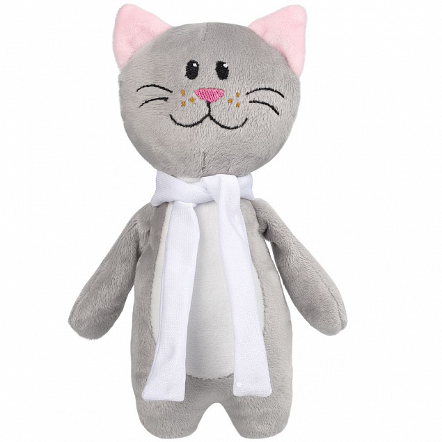 Мягкая игрушка Beastie Toys, котик с белым шарфом с логотипом в Белгороде заказать по выгодной цене в кибермаркете AvroraStore