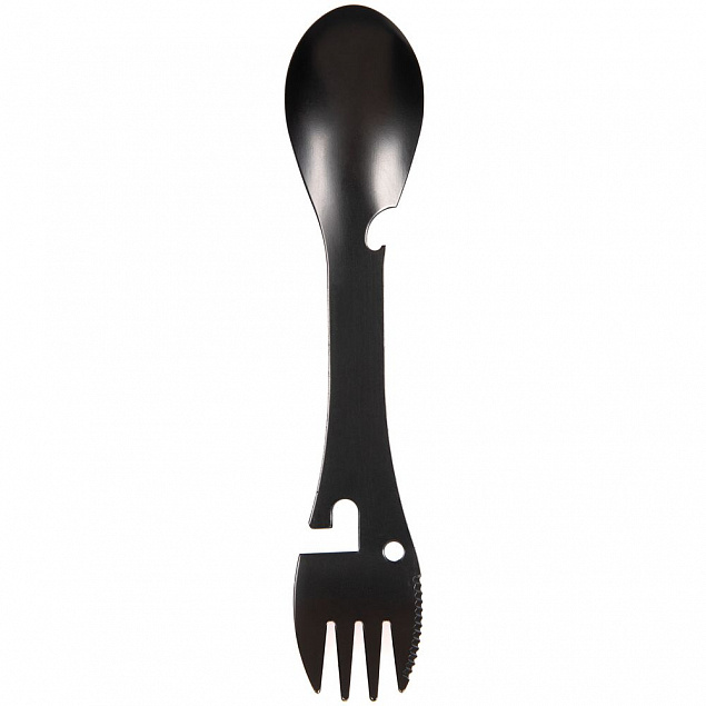 Походный столовый прибор Full Spoon, черный с логотипом в Белгороде заказать по выгодной цене в кибермаркете AvroraStore