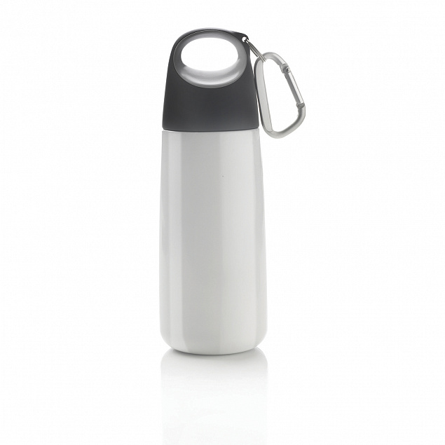 Бутылка для воды с карабином Bopp Mini, 350 мл, белый с логотипом в Белгороде заказать по выгодной цене в кибермаркете AvroraStore