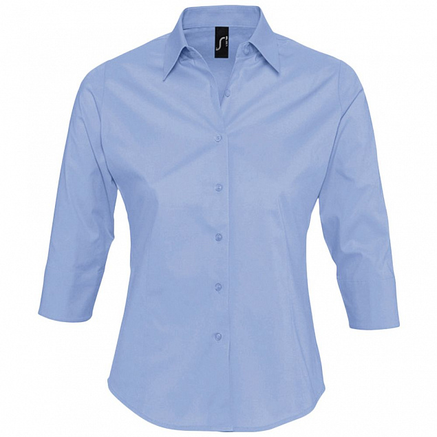 Рубашка женская с рукавом 3/4 EFFECT 140, голубая с логотипом в Белгороде заказать по выгодной цене в кибермаркете AvroraStore
