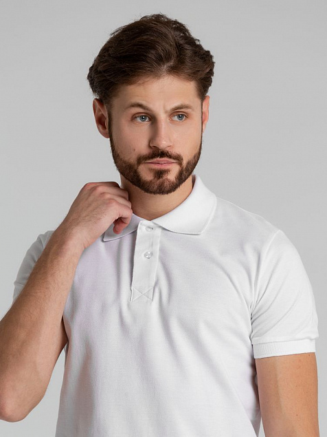 Рубашка поло мужская Virma Premium, белая с логотипом в Белгороде заказать по выгодной цене в кибермаркете AvroraStore