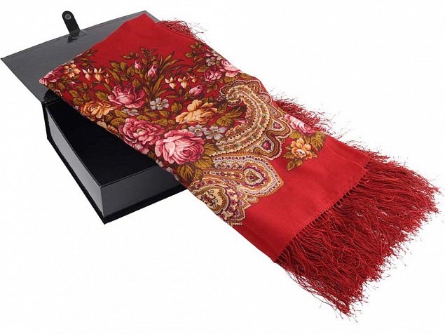 Павловопосадский платок, красный с логотипом в Белгороде заказать по выгодной цене в кибермаркете AvroraStore