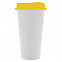 Стакан с крышкой Color Cap White, белый с желтым с логотипом в Белгороде заказать по выгодной цене в кибермаркете AvroraStore