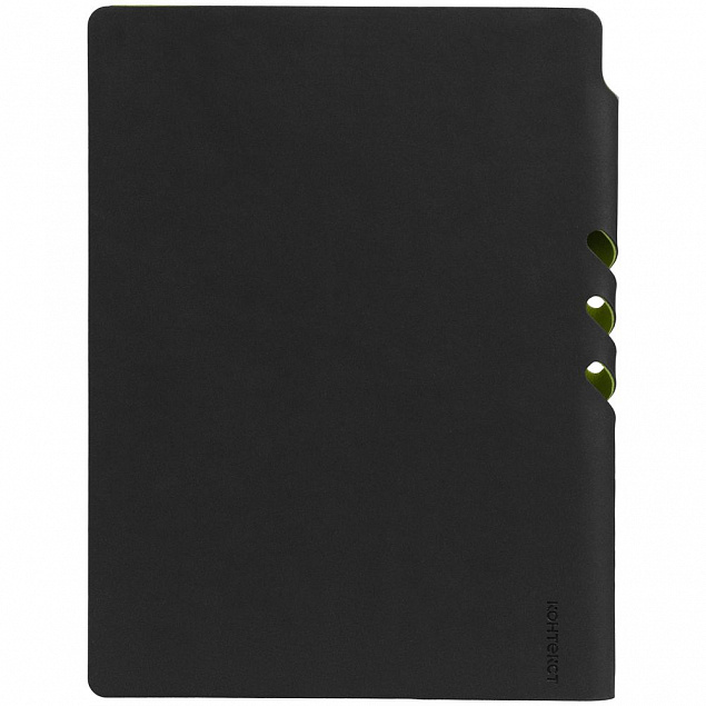 Ежедневник Flexpen Black, недатированный, черный с зеленым с логотипом в Белгороде заказать по выгодной цене в кибермаркете AvroraStore