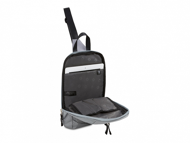 Рюкзак SWISSGEAR с одним плечевым ремнем, темно-серый/серый, полиэстер рип-стоп, 18 x 5 x 33 см, 4 л с логотипом в Белгороде заказать по выгодной цене в кибермаркете AvroraStore