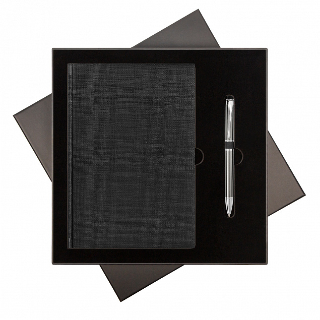 Подарочный набор City Flax/iP, черный (ежедневник недат А5, ручка) с логотипом в Белгороде заказать по выгодной цене в кибермаркете AvroraStore