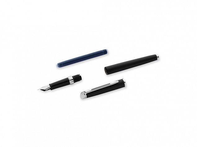 Ручка перьевая Waterman Hemisphere Matt Black CT F, черный матовый/серебристый с логотипом в Белгороде заказать по выгодной цене в кибермаркете AvroraStore