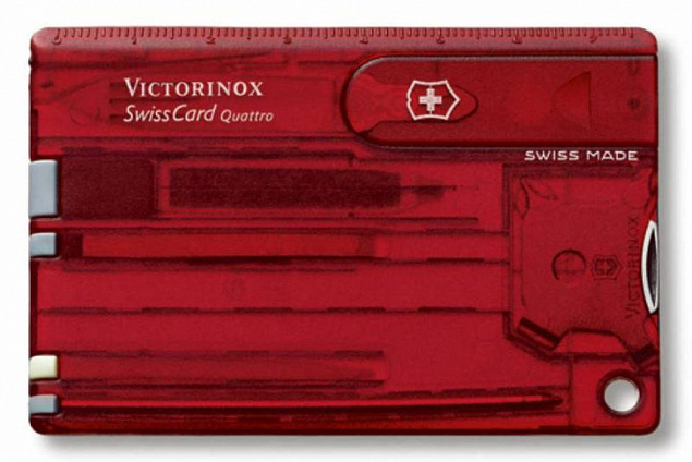 Набор инструментов SwissCard Quattro, красный с логотипом в Белгороде заказать по выгодной цене в кибермаркете AvroraStore