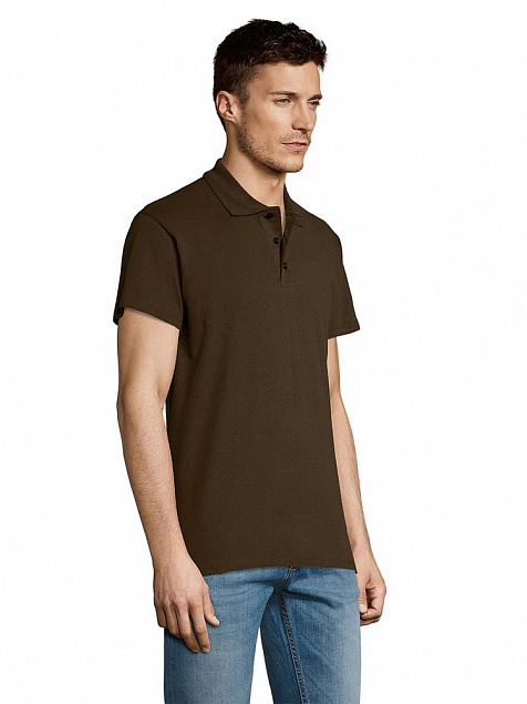 Рубашка поло мужская SUMMER 170, темно-коричневая (шоколад) с логотипом в Белгороде заказать по выгодной цене в кибермаркете AvroraStore