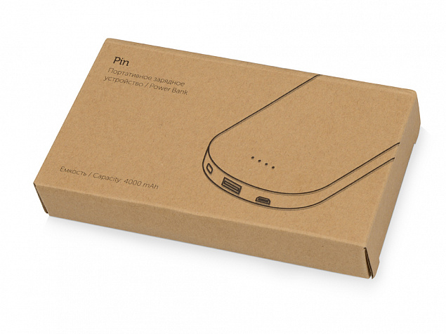 Портативное зарядное устройство "Pin" с клипом, 4000 mAh с логотипом в Белгороде заказать по выгодной цене в кибермаркете AvroraStore