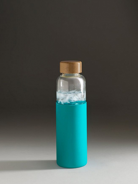 Бутылка для воды Dakar, прозрачная с бирюзовым с логотипом в Белгороде заказать по выгодной цене в кибермаркете AvroraStore
