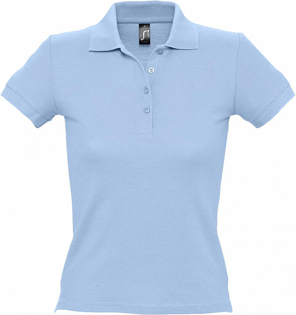 Рубашка поло женская PEOPLE 210, голубая с логотипом в Белгороде заказать по выгодной цене в кибермаркете AvroraStore