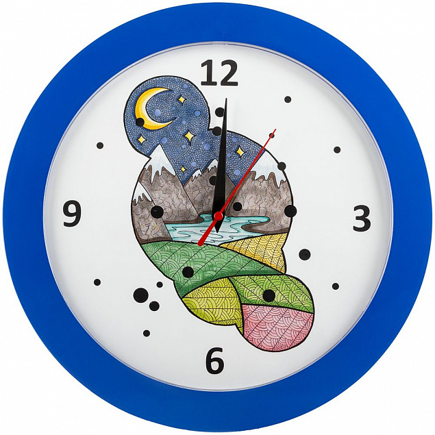 Часы настенные «Горы», синие с логотипом в Белгороде заказать по выгодной цене в кибермаркете AvroraStore
