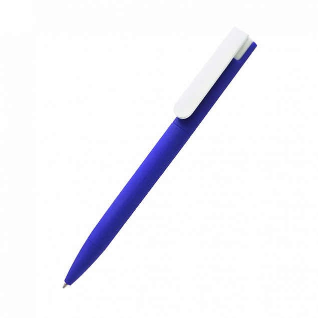 Ручка пластиковая Mira Soft софт-тач, синяя-S с логотипом в Белгороде заказать по выгодной цене в кибермаркете AvroraStore
