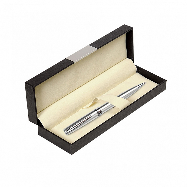 Набор ручка Tesoro c футляром, серебряный, черный с логотипом в Белгороде заказать по выгодной цене в кибермаркете AvroraStore