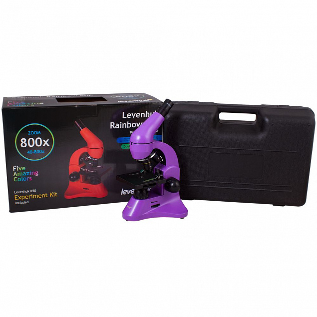 Монокулярный микроскоп Rainbow 50L с набором для опытов, фиолетовый с логотипом в Белгороде заказать по выгодной цене в кибермаркете AvroraStore