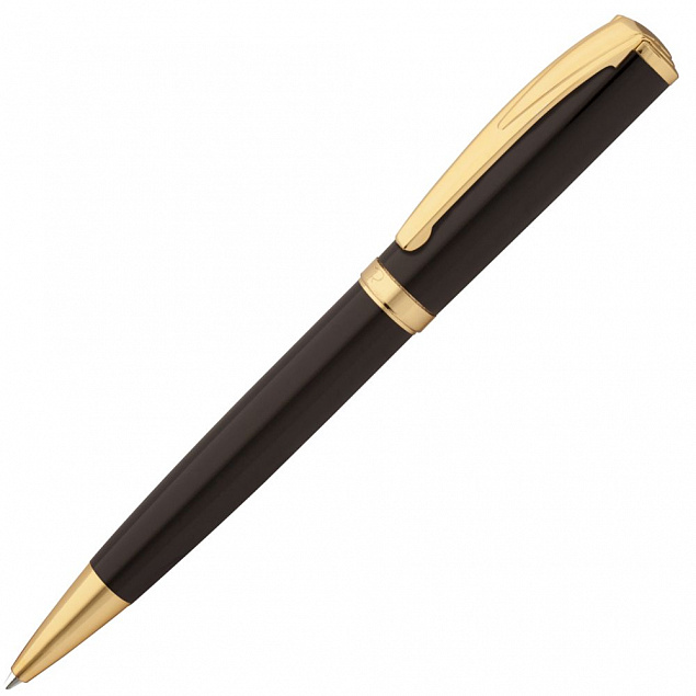 Ручка шариковая Forza, черная с золотистым с логотипом в Белгороде заказать по выгодной цене в кибермаркете AvroraStore