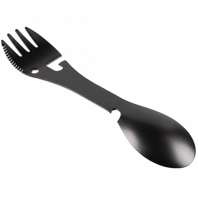 Походный столовый прибор Full Spoon, черный с логотипом в Белгороде заказать по выгодной цене в кибермаркете AvroraStore