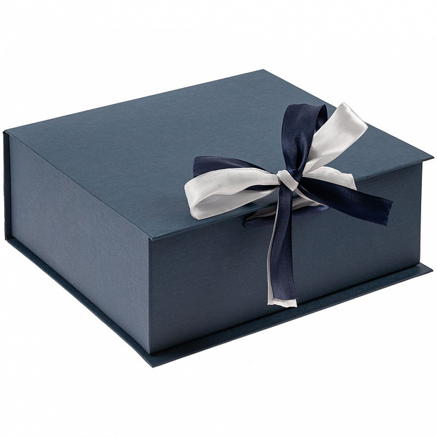 Коробка на лентах Tie Up, малая, синяя с логотипом в Белгороде заказать по выгодной цене в кибермаркете AvroraStore