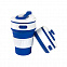 Стакан складной BUTTON;  300 мл, силикон, синий с логотипом в Белгороде заказать по выгодной цене в кибермаркете AvroraStore