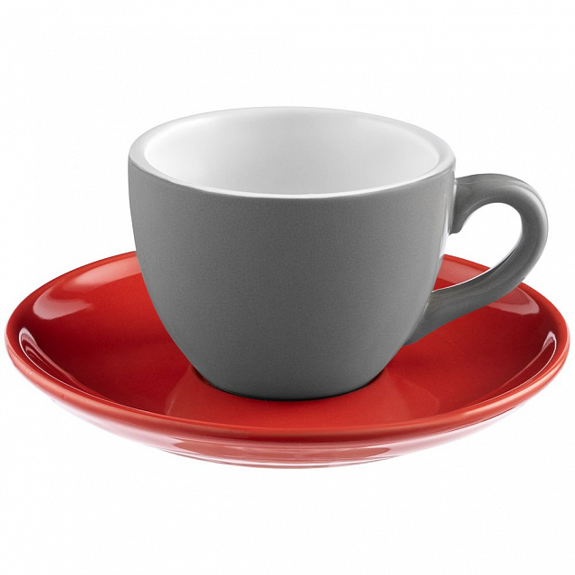 Чайная пара Cozy Morning, серая с красным с логотипом в Белгороде заказать по выгодной цене в кибермаркете AvroraStore
