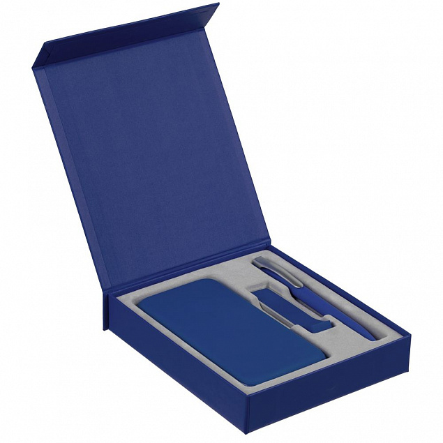Коробка Rapture для аккумулятора 10000 мАч, флешки и ручки, синяя с логотипом в Белгороде заказать по выгодной цене в кибермаркете AvroraStore