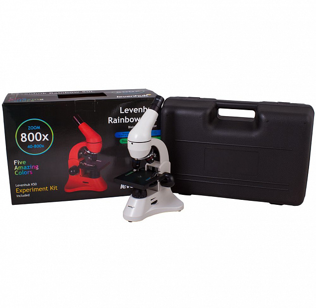 Монокулярный микроскоп Rainbow 50L с набором для опытов, белый с логотипом в Белгороде заказать по выгодной цене в кибермаркете AvroraStore