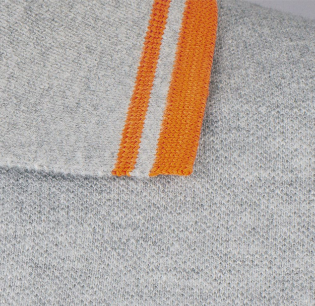 Рубашка поло женская PASADENA WOMEN 200 с контрастной отделкой, серый меланж c оранжевым с логотипом в Белгороде заказать по выгодной цене в кибермаркете AvroraStore