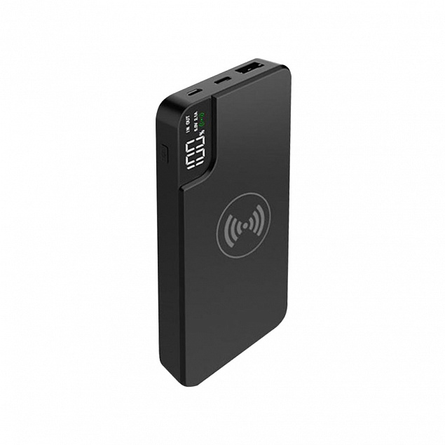 Внешний аккумулятор "gPro QI" с беспроводной зарядкой 10000 mAh - Черный AA с логотипом в Белгороде заказать по выгодной цене в кибермаркете AvroraStore