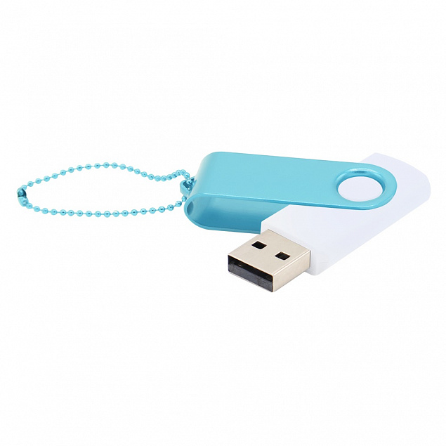 Флешка Designer To Go 2.0 USB 16Gb, белый/бирюзовый с логотипом в Белгороде заказать по выгодной цене в кибермаркете AvroraStore