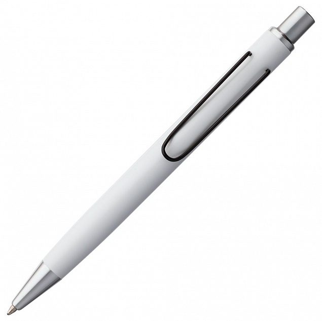 Ручка шариковая Clamp, белая с черным с логотипом в Белгороде заказать по выгодной цене в кибермаркете AvroraStore