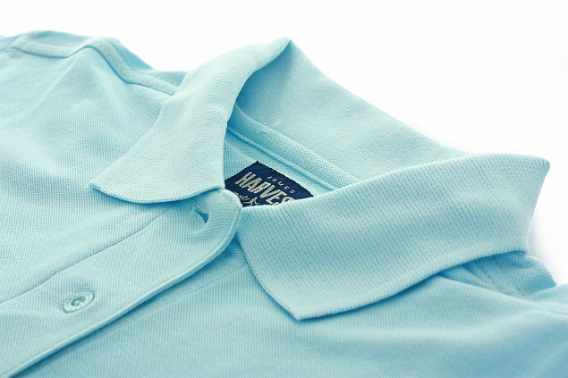 Рубашка поло женская SEMORA, голубая с логотипом в Белгороде заказать по выгодной цене в кибермаркете AvroraStore