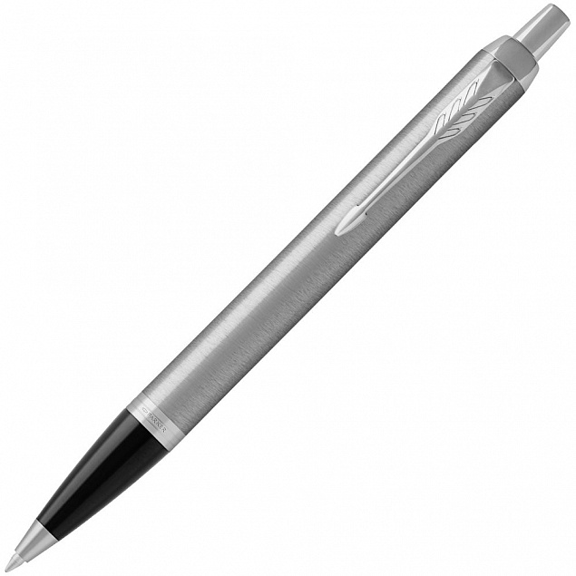 Ручка шариковая Parker IM Essential Stainless Steel CT, серебристая с черным с логотипом в Белгороде заказать по выгодной цене в кибермаркете AvroraStore