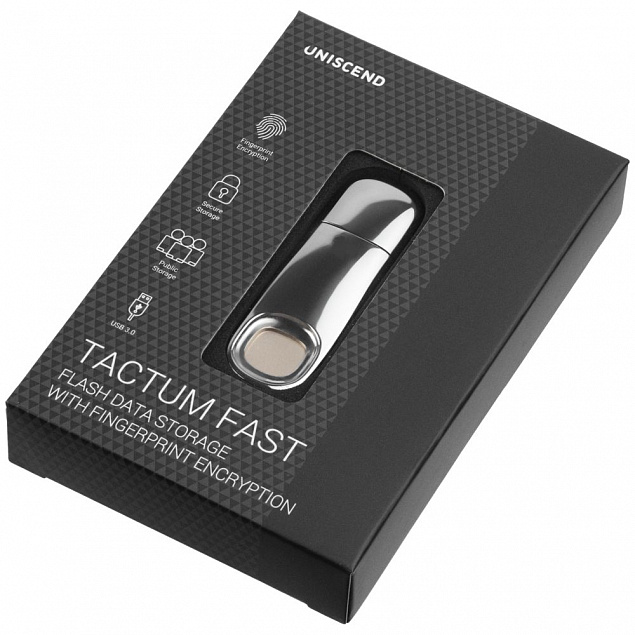 Флешка биометрическая Tactum Fast, серебристая, 32 Гб с логотипом в Белгороде заказать по выгодной цене в кибермаркете AvroraStore