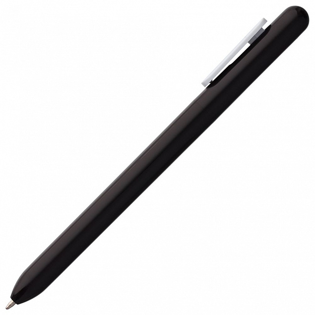 Ручка шариковая Slider, черная с белым с логотипом в Белгороде заказать по выгодной цене в кибермаркете AvroraStore