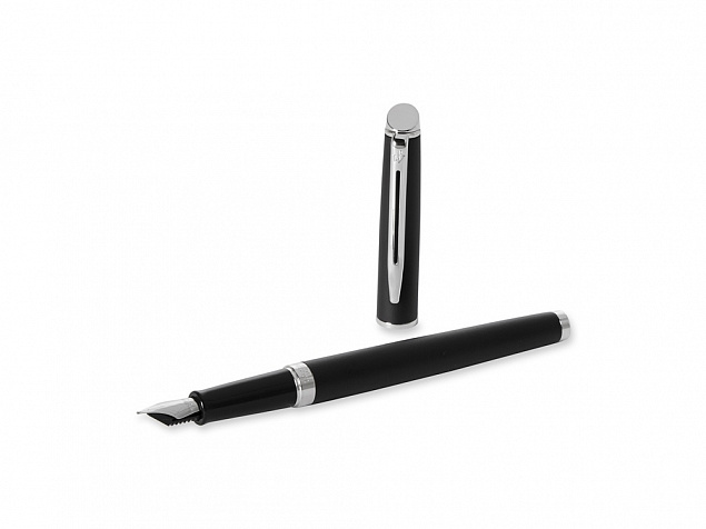 Ручка перьевая Waterman Hemisphere Matt Black CT F, черный матовый/серебристый с логотипом в Белгороде заказать по выгодной цене в кибермаркете AvroraStore