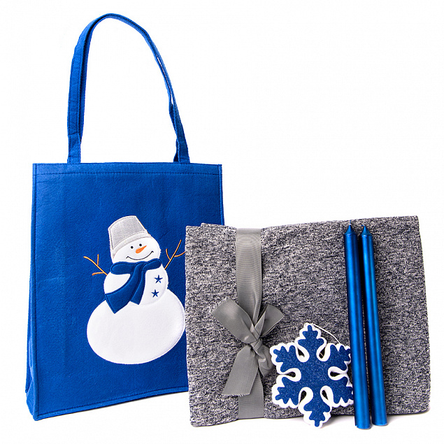 Набор подарочный NEWSPIRIT: сумка, свечи, плед, украшение, синий с логотипом в Белгороде заказать по выгодной цене в кибермаркете AvroraStore