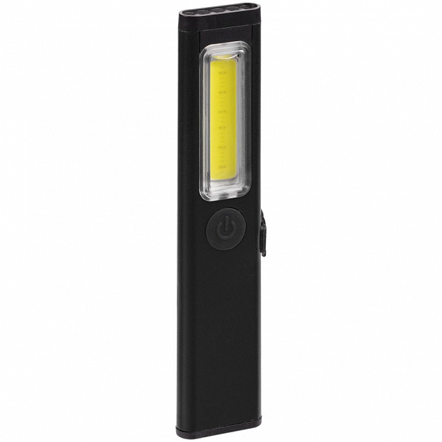Фонарик-факел аккумуляторный Wallis, черный с логотипом в Белгороде заказать по выгодной цене в кибермаркете AvroraStore
