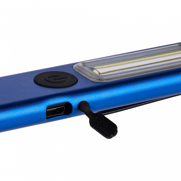 Фонарик-факел аккумуляторный Wallis, синий с логотипом в Белгороде заказать по выгодной цене в кибермаркете AvroraStore