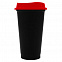 Стакан с крышкой Color Cap Black, черный с красным с логотипом в Белгороде заказать по выгодной цене в кибермаркете AvroraStore