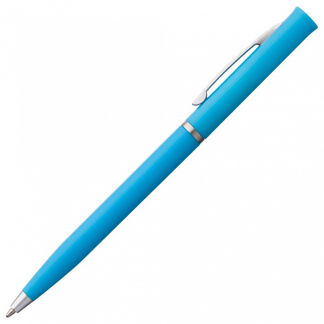 Ручка шариковая Euro Chrome, голубая с логотипом в Белгороде заказать по выгодной цене в кибермаркете AvroraStore