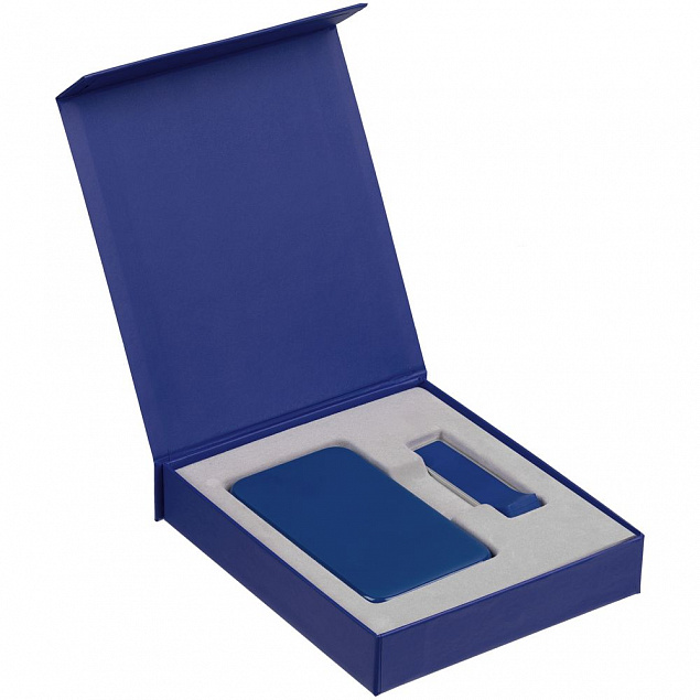 Коробка Latern для аккумулятора 5000 мАч и флешки, синяя с логотипом в Белгороде заказать по выгодной цене в кибермаркете AvroraStore