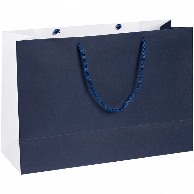 Пакет бумажный Bicolor, белый с синим с логотипом в Белгороде заказать по выгодной цене в кибермаркете AvroraStore