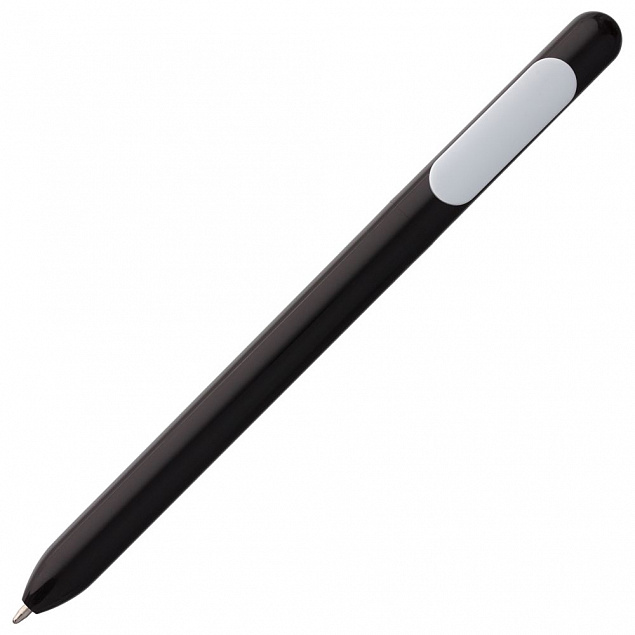 Ручка шариковая Slider, черная с белым с логотипом в Белгороде заказать по выгодной цене в кибермаркете AvroraStore