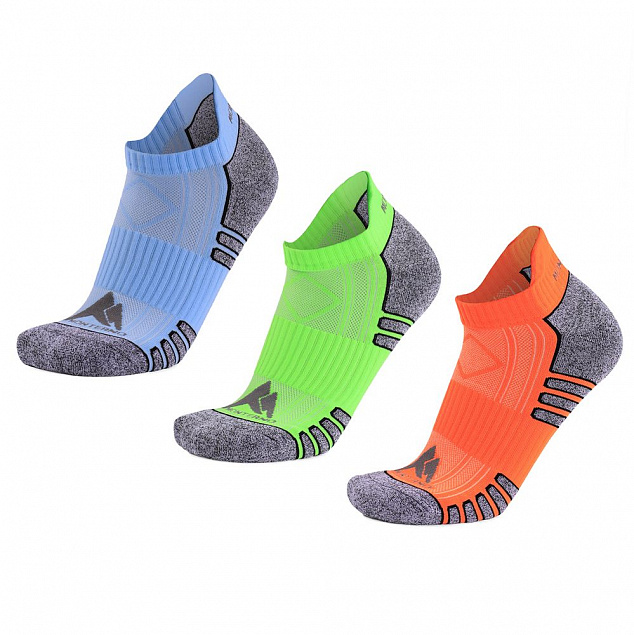 Набор из 3 пар спортивных женских носков Monterno Sport, голубой, зеленый и оранжевый с логотипом в Белгороде заказать по выгодной цене в кибермаркете AvroraStore