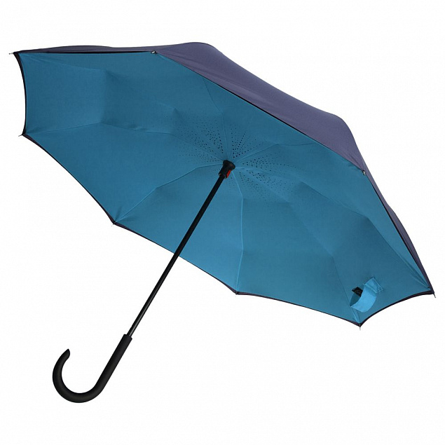 Зонт наоборот Style, трость, сине-голубой с логотипом в Белгороде заказать по выгодной цене в кибермаркете AvroraStore