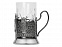 Подстаканник с хрустальным стаканом и ложкой Нефтяной, серебристый/прозрачный с логотипом в Белгороде заказать по выгодной цене в кибермаркете AvroraStore