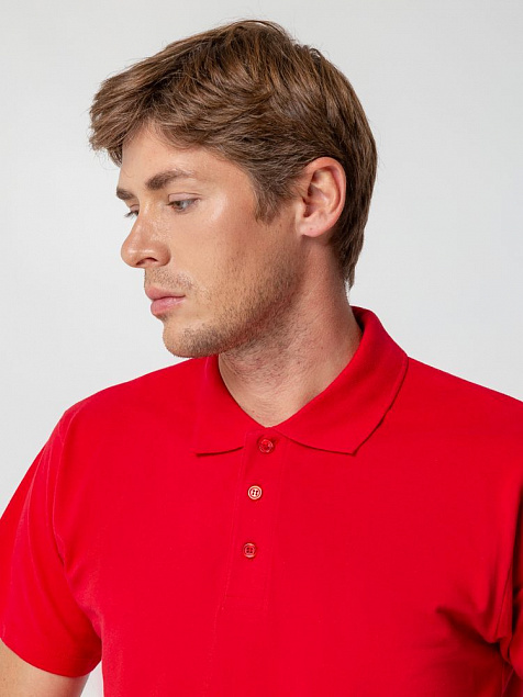 Рубашка поло мужская SPRING 210, красная с логотипом в Белгороде заказать по выгодной цене в кибермаркете AvroraStore